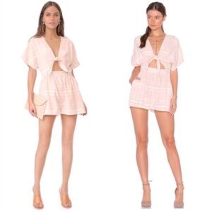 Mara Hoffman Swim Tie Front Romper in Pink Stripe Sz Large Resortwear Vacation